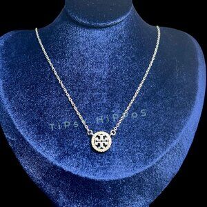 NEW!  Beautiful Tory Burch Silver Miller Crystal Pave Necklace